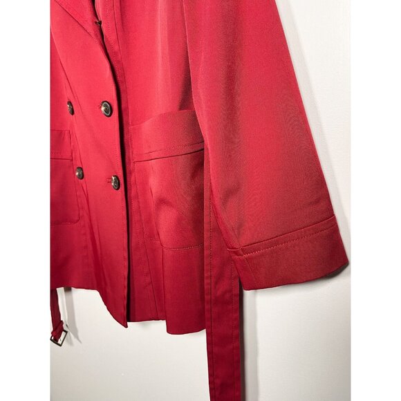 Red Calvin Klein trenchcoat with belt - Picture 5 of 10